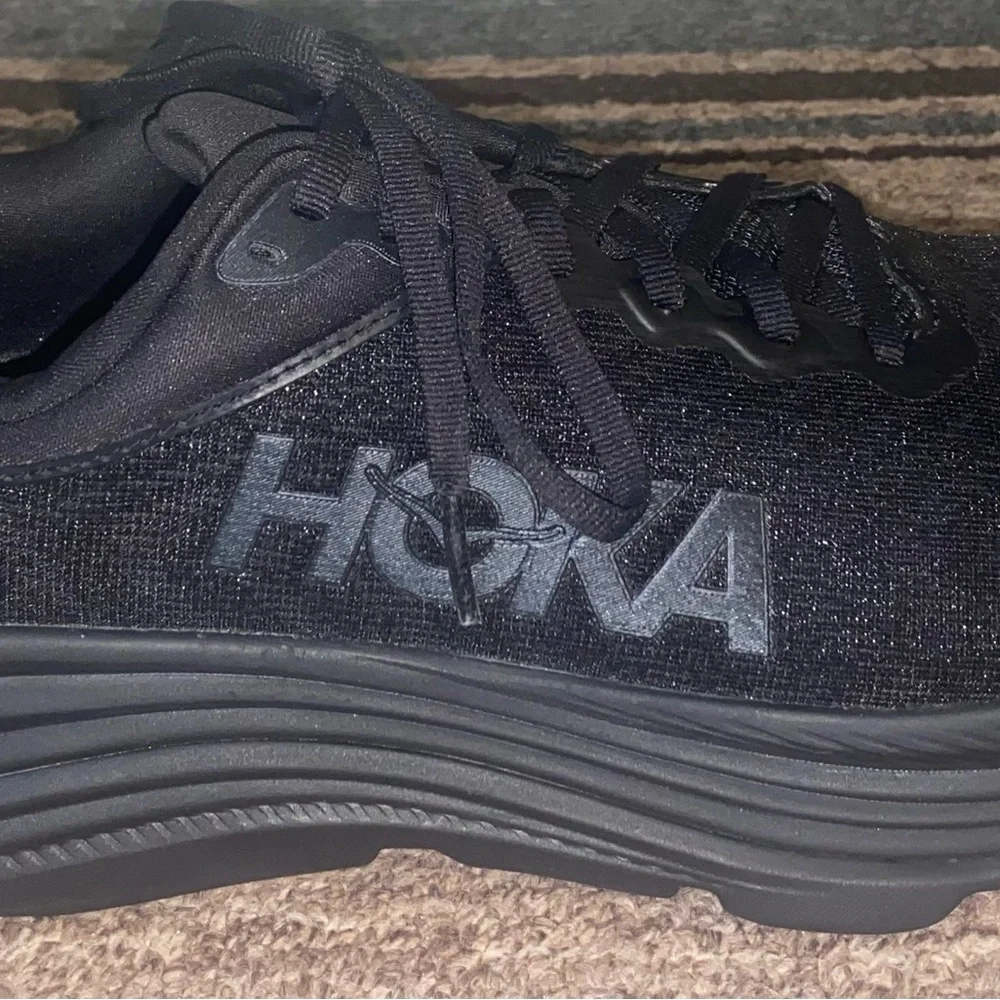 Hoka Black Athletic Shoes with Chunky Sole and Padded Collar - Picture 4 of 14